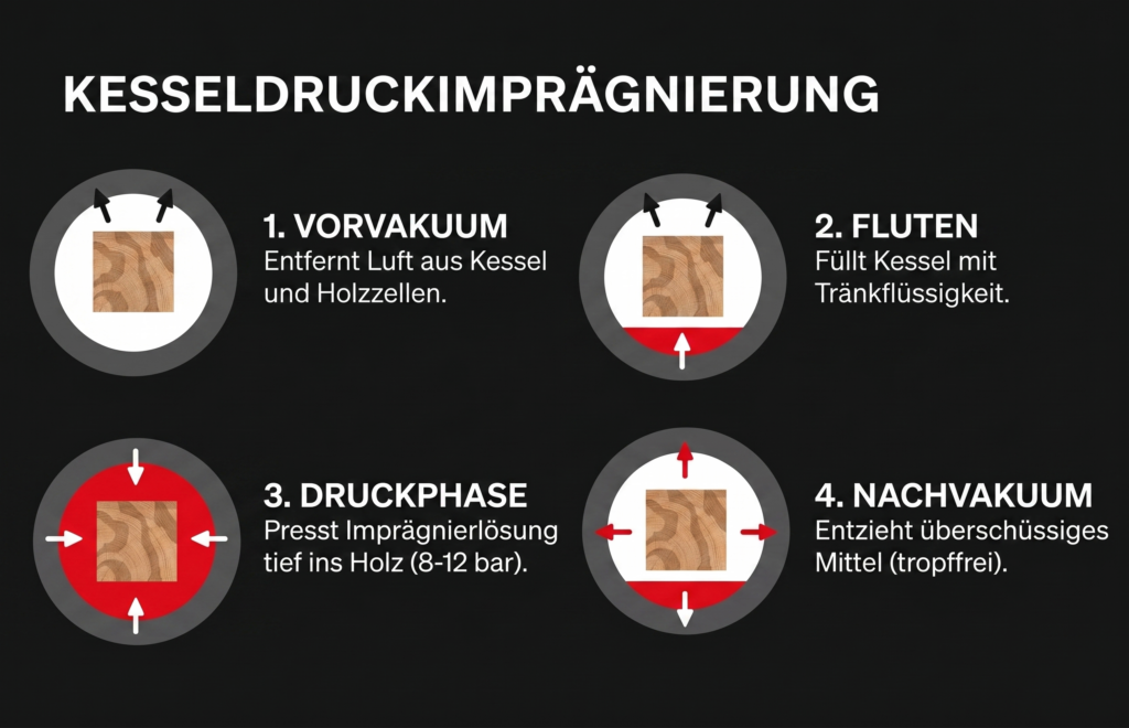 Kesseldruckimprägnierung das Verfahren und Ablauf